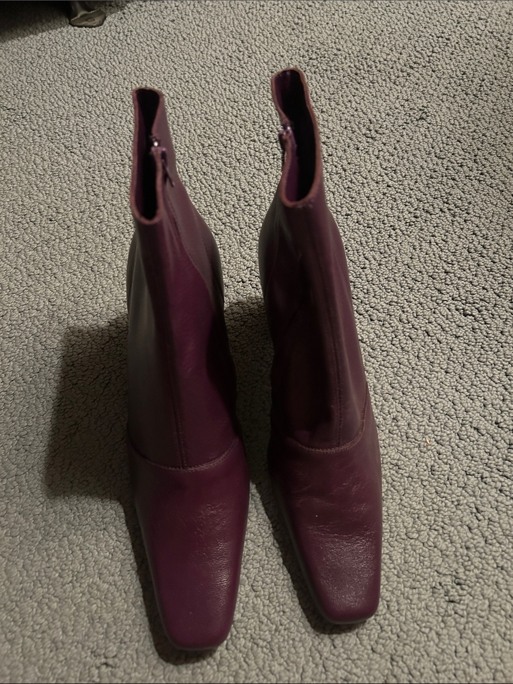 Newport News Plum Square-Toe Stretch Ankle Boots